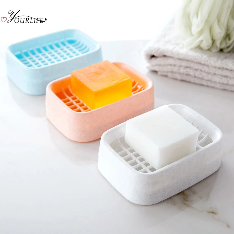 

OYOURLIFE Bathroom Soap Holder Box Soap Dish Creative Double-deck Non-slip Draining Soap Box Container Bathroom Accessories