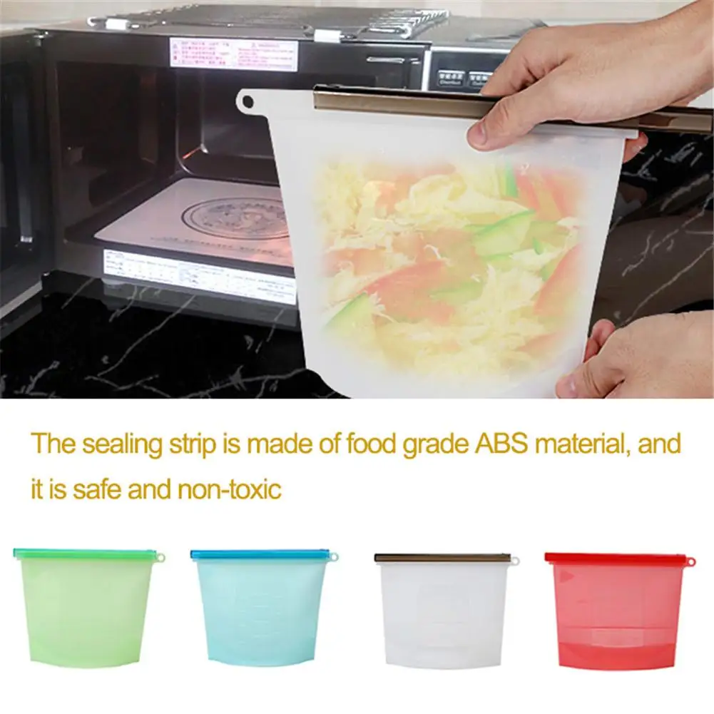 

4 Colors Silicone Food Storage Bag100% Pure Non-toxic Platinum Food Grade Sealed Reusable Container Bag For Fruit Vegetable Meat