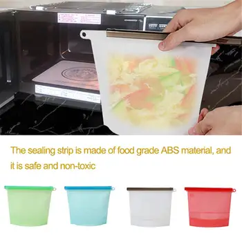 

4 Colors Silicone Food Storage Bag100% Pure Non-toxic Platinum Food Grade Sealed Reusable Container Bag For Fruit Vegetable Meat