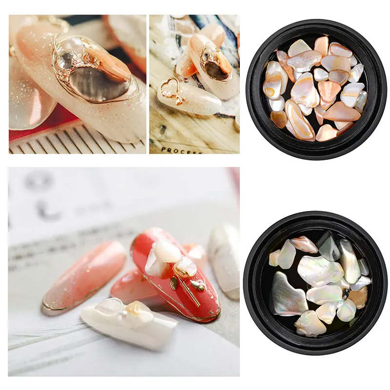 HNUIX 1 Box Shell Stone Nails Art Glitter for Nail UV Gel Nail Polish Flakies Decoration Nail Accessories