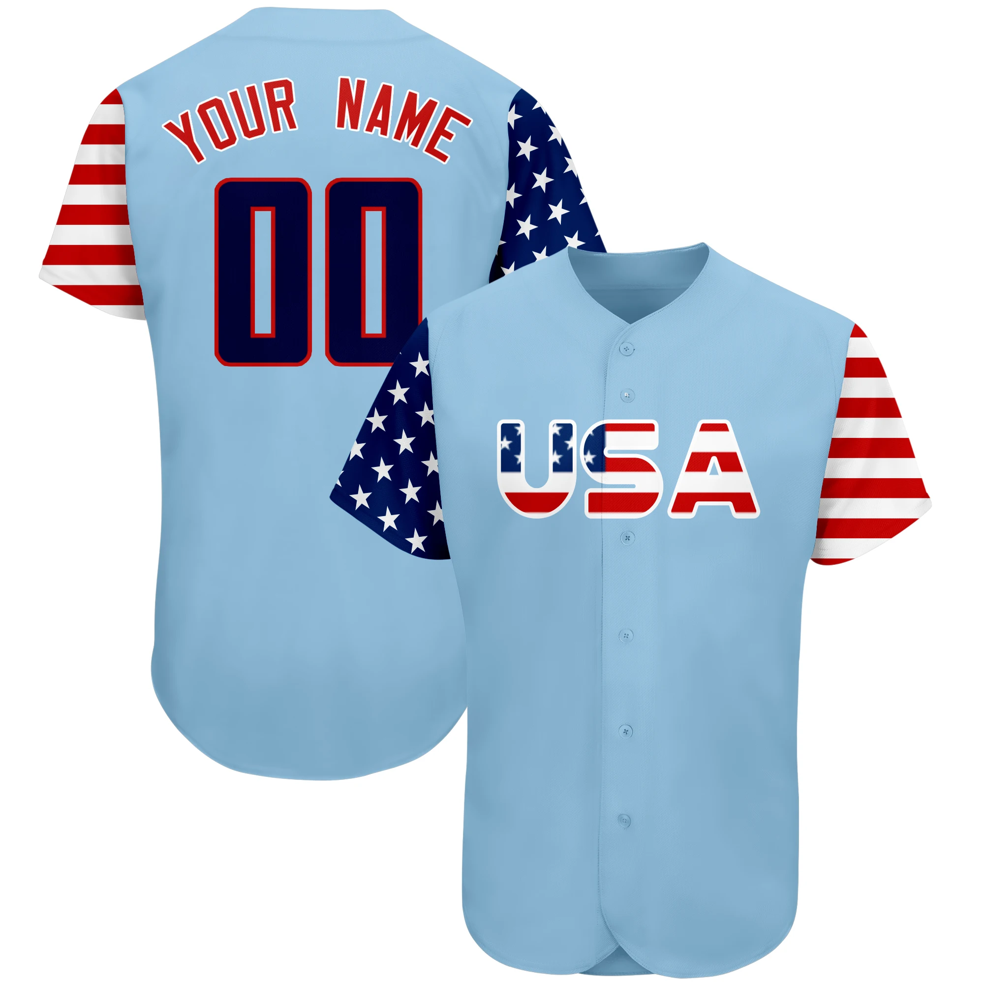 Baseball Jersey Baseball Shirt Printed With USA Flag New Team Shirt College Student League Softball Uniform for Youth/Men