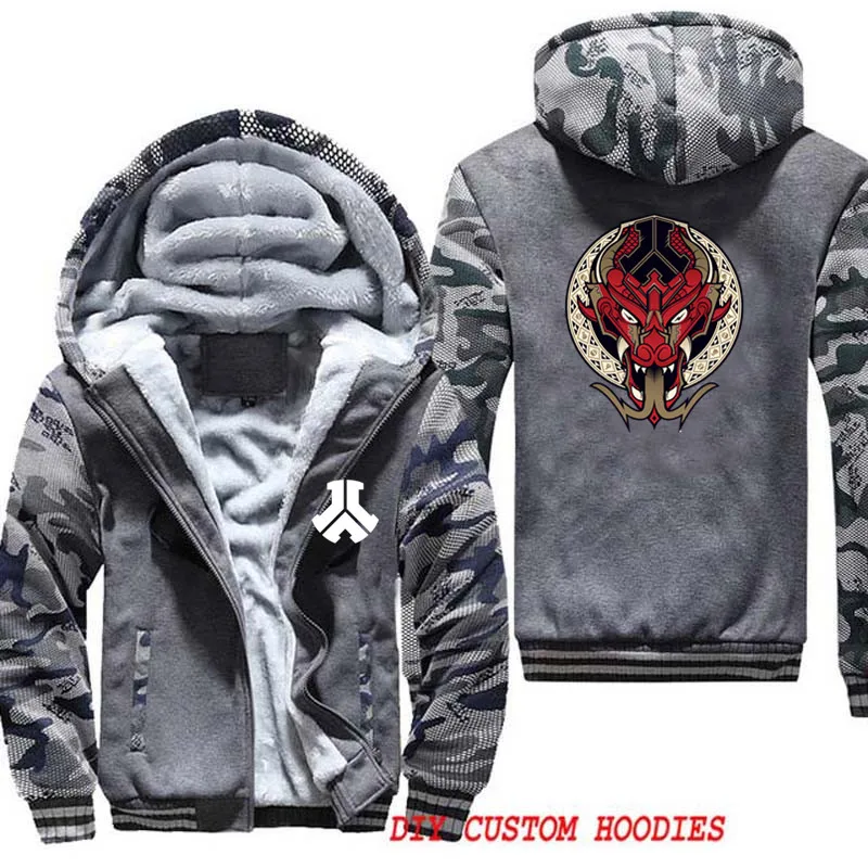 Defqon 1 толстовки мужские зимние теплые толстые плюс бархат куртки парки модные