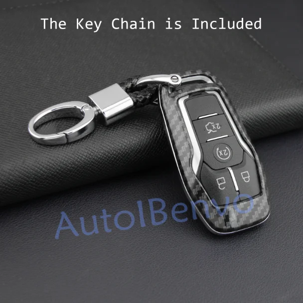 Contain Key Chain Углеродное волокно умный Автомобильный ключ защитная оболочка для Ford Mustang Edge Mondeo F-150 Explorer Lincoln MKZ MKC MKX брелок аксессуары - Название цвета: Contain Key Chain