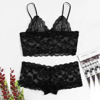 

2020 Hot Sale Fashion Transparent Lace Bra and Panty Set Women Sexy Lingerie Bra Briefs Set Intimates Ladies Underwear Set 0505