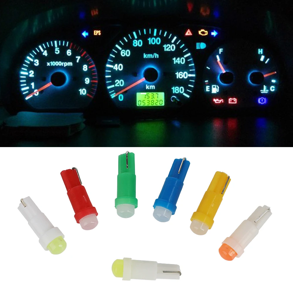 10 Ampoules LED T4.2 Bleu 12V - Tableau De Bord Voiture - COB 1SMD, 40 Lumens - Remplacement Facile