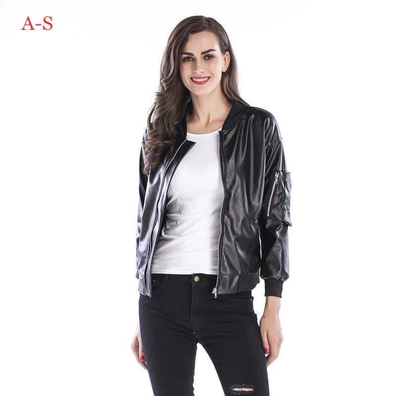 

Black Short Loose Pu Leather Jacket Autumn Winter Soft Faux Leather Jacket Street Casual Outwear Ladies Biker Jacket