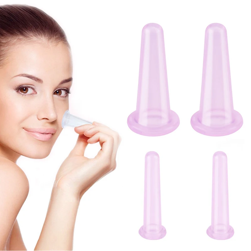 

4PCS/Set Silicone Facial Massage Vacuum Cans Vacuum Cupping Cups Suction Face Lifting Massager Anti-cellulite Face Body Therapy