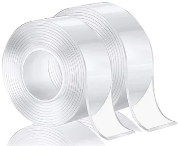 

Nano Tape Roll Double Sided Adhesive Tape Traceless Washable Nano Tape Stick Grip Gel Reusable,Thick 2.0mm 50mm Width,Length 5m,