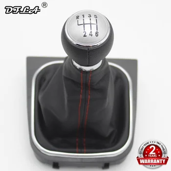 

For VW Golf 5 V MK5 R32 GTI GTD 2004 2005 2006 2007 2008 2009 Car-Stying 6 Speed Car Stick Gear Shift Knob Leather Boot Red Line