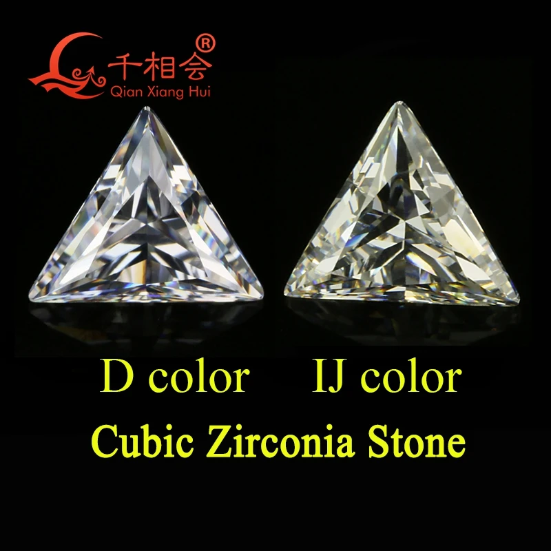IJ yellowish white color triangle shape for cubic zirconia loose CZ stone made by Qianxiang Hui   for jewelry making