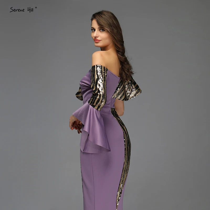 Фиолетовые Сексуальные вечерние платья с одним плечом, вечерние платья с блестками и блестками, дизайнерские вечерние платья, QA8038