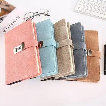 

A5 Notebook with Password Lock Leather Agenda Diary Week Planner Notepad School Stationery Travel