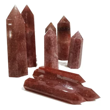 

Natural Strewberry Crystal Point Healing Wand Stone Mineral Crystal Home Decoration Stone Study Room Decoration