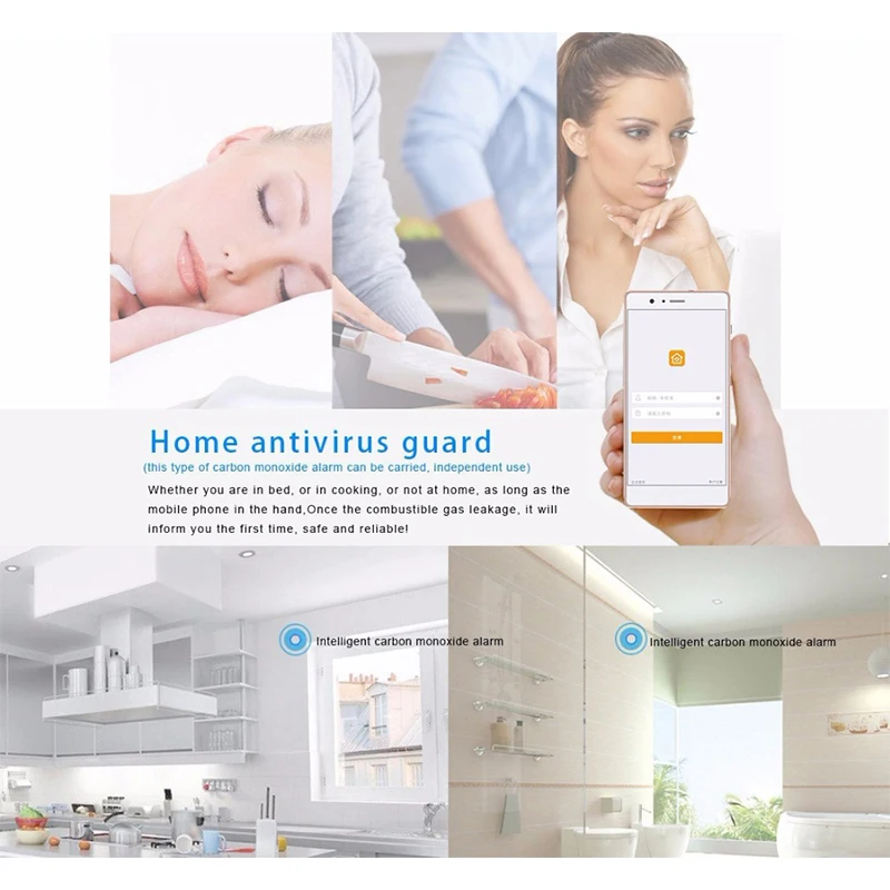 Heiman Z-wave Carbon Monoxide Detector Sensor Alarm Smart Home EU Version 868.42mhz Z wave Smart detector 85dB/1m