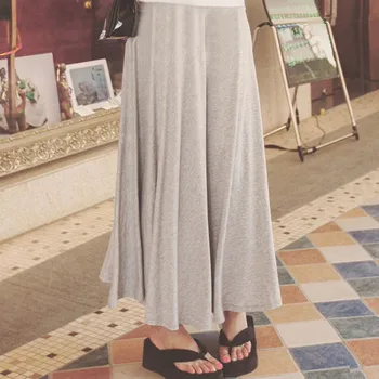 

Plain Modal Skirt Women 2020 Korean Spring Summer Loose High Waist A-Line Ankle-Length Causal Long Skirts Preppy Style 5 Colors