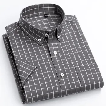 

100% cotton comfortable thin section breathable men's business casual short-sleeved shirt 2020 summer new youth plaid slim shirt