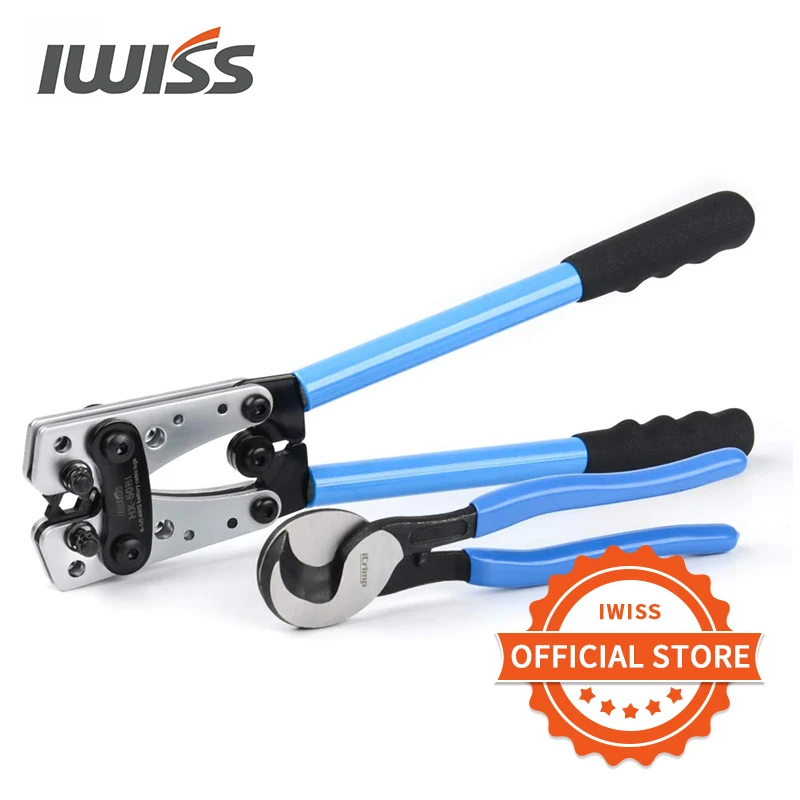 

IWISS HX-50BI Battery Cable Lug Crimping Tool from AWG 8-1/0 with Cable Cutter