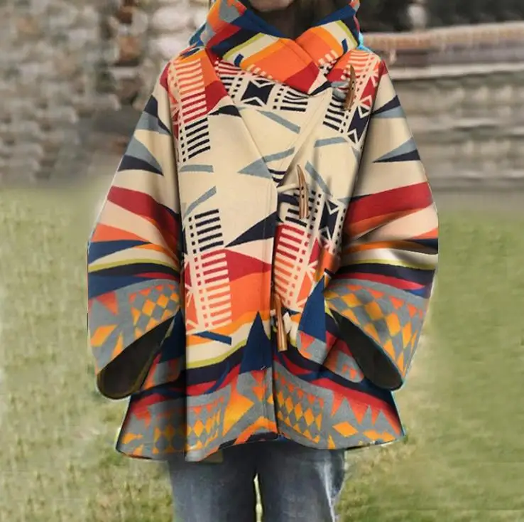Multicolored Single discount 71% WOMEN FASHION Coats Print NoName Cape and poncho 