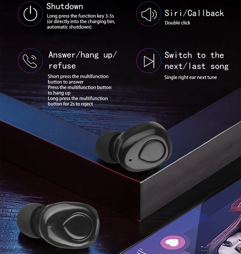 KYCXD TWS bluetooth 5,0 наушники мини с зарядным устройством портативные наушники спортивные наушники беспроводные наушники для iphone xiaomi