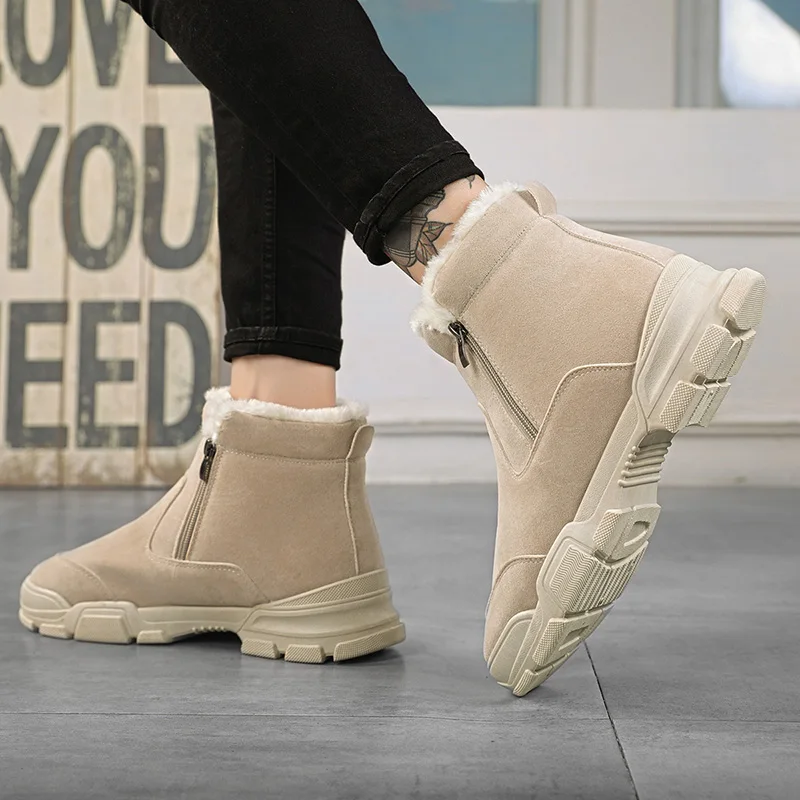 Мужские ботинки Martin; botas hombre; модные теплые зимние ботинки с Плюшевым Мехом; мужские удобные мягкие рабочие зимние ботинки с высоким берцем для отдыха; AODLEE