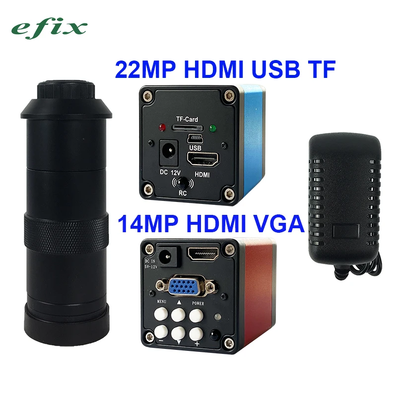 Цифровой видеомикроскоп 22 МП HDMI HD USB TF/14 VGA с креплением 130X C для ремонта телефонов