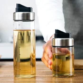 

Automatic Opening and Closing Glass Oil Pot Kitchen Leak-proof Seasoning Bottle Household Oil Bottle Spice Container