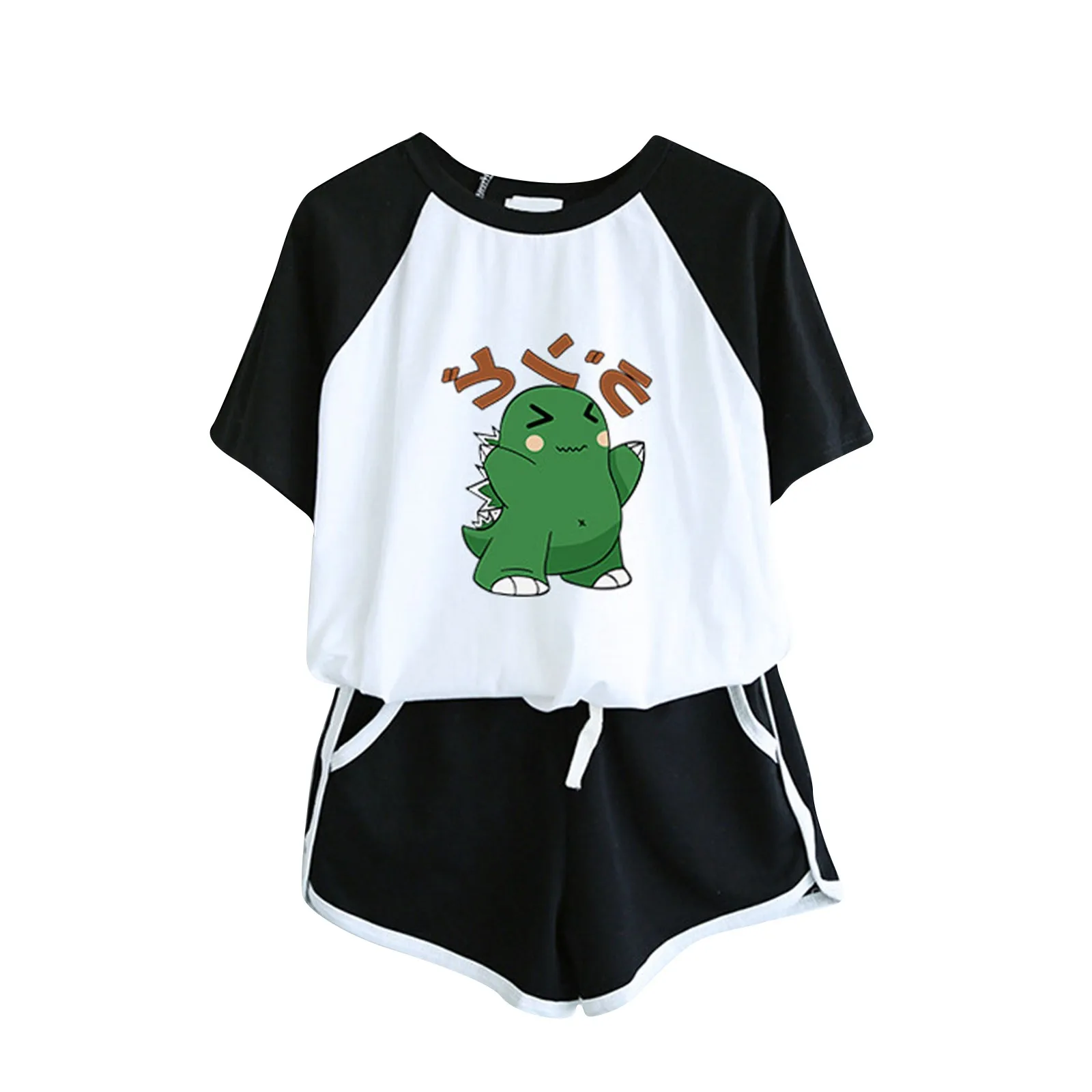 2 Pieces Set Women's Summer Fashion Animals Print Short Sleeve Pocket Shorts Home Sports Set Casual Oversize Pajamas Set 2
