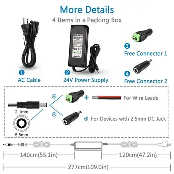 

LED Power Supply Adapter 24V 10A - 240W AC/DC Power Adapter Transformer jk651