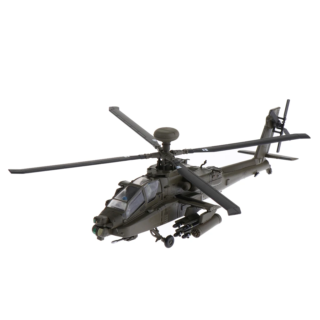 1:72 AH64 Apache Helicopter Model Kit with Stand, Realistic Army Airplane Model, Decoration for Home Office Table Shelf Desktop