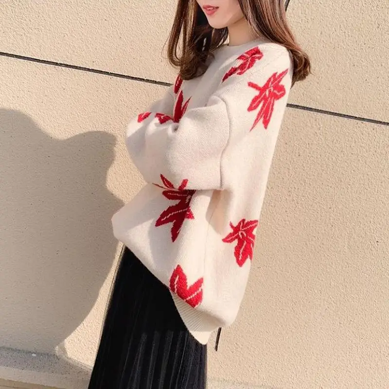 2021 осенне-зимний новый очень красивый свитер женский утепленный красный