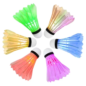 

6pcs LED Badminton Shuttlecocks Birdies Indoor Outdoor Badminton Equipment Color Lighting Movement Badminton Accessories
