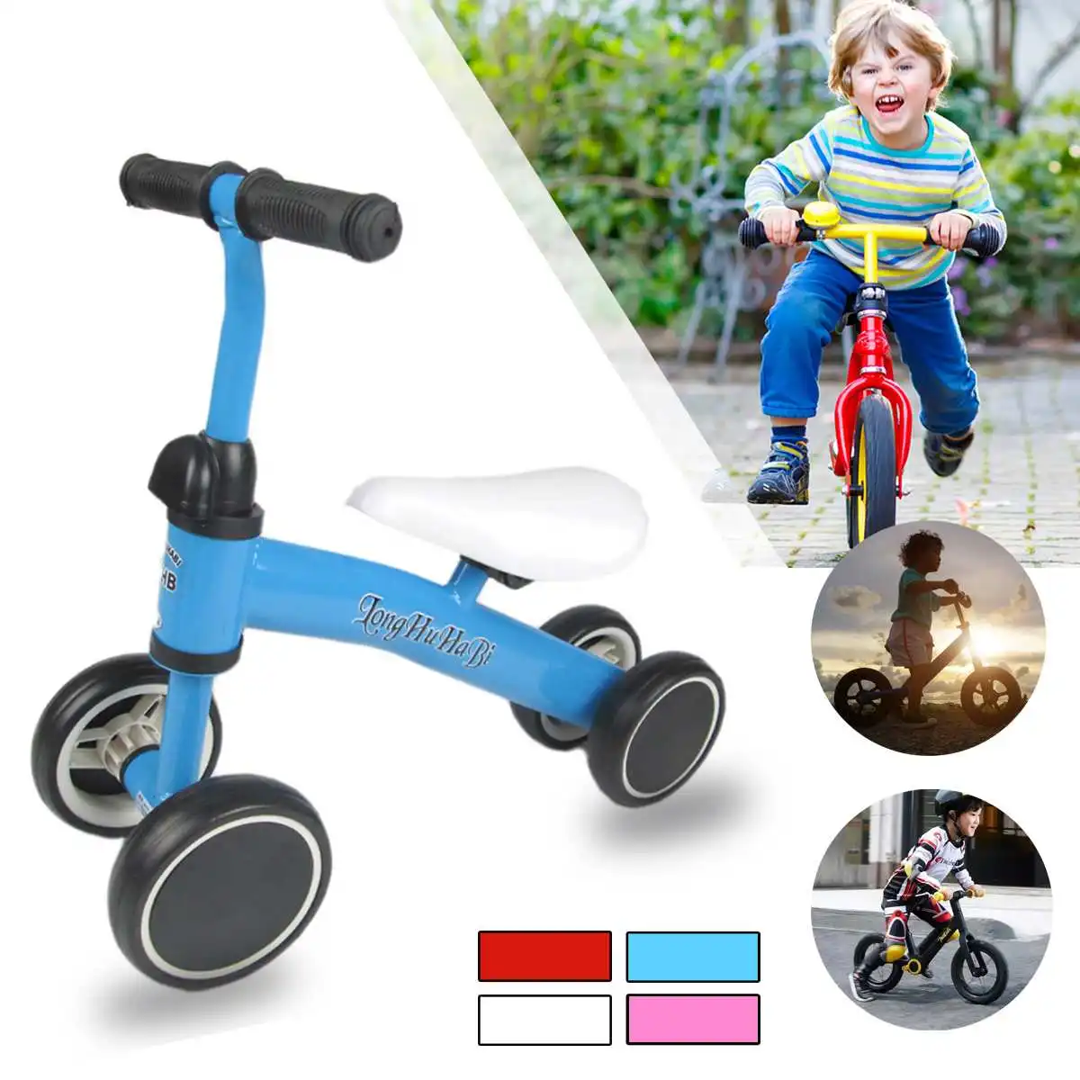 Kids Balance Tricycle 4 Wheel Ride-on Bike Trike Non Pedal Free Baby Toddler Toy 