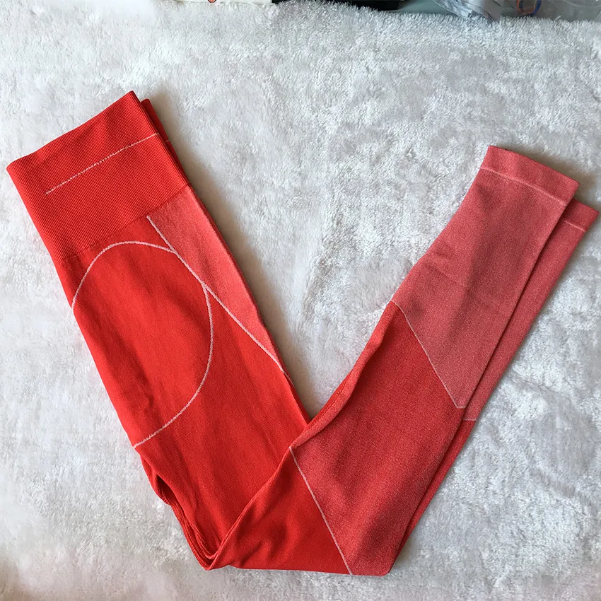 Зимние Бесшовные Леггинсы спортивные женские фитнес эластичные леггинсы для спортзала штаны для йоги штаны для бега спортивная одежда - Цвет: CB1064 red pant