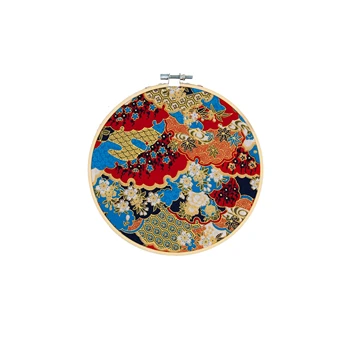 

(5pcs/set) original design Nature Bamboo round and fabric wall decorations Children's room decor colorful Printing No.QS18-9