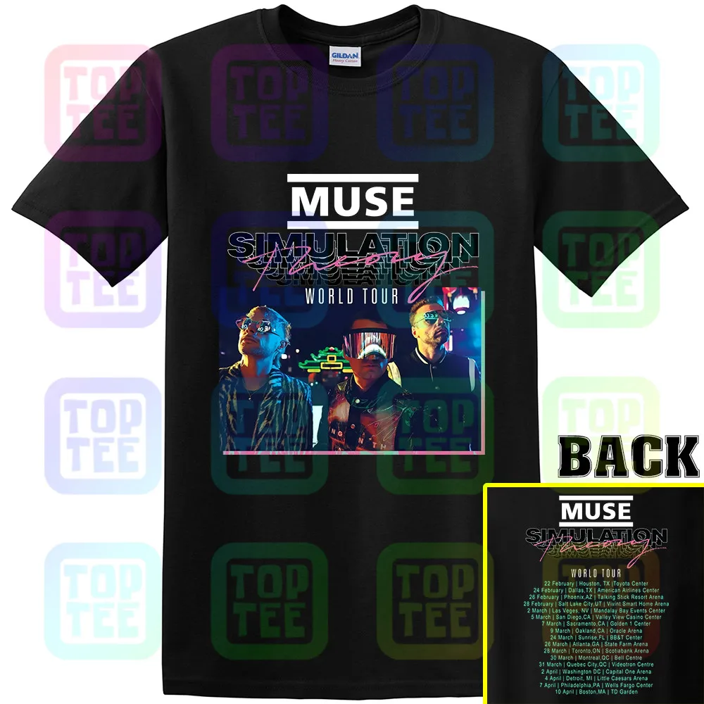 Muse Simulation Theory World Tour 2019 футболка Размер Мужская Черная Рубашка