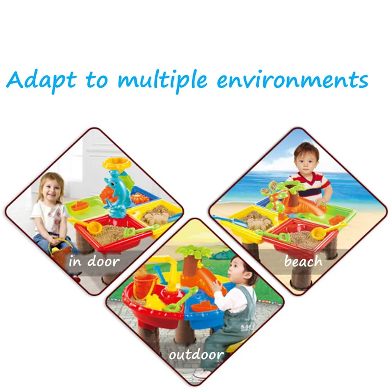 22 шт., детский пластиковый песочный яма, набор, пляжный песочный стол, игрушка для игр на открытом воздухе, пляжные шлифовальные игрушки для детей
