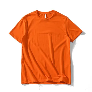 

Summer Orange Short Sleeve T-shirts Man T-shirt Cotton Mens Basic T Shirt Cute Tee Shirt Boys Blank Tshirt Big Size 4xl Top Male