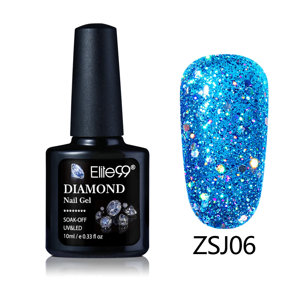 Elite99 10 мл черный бриллиант Гель-лак для Ногтей Сияющий блестящий гель для нейл-арта впитывающий праймер для ногтей Маникюр УФ-гель для ногтей - Цвет: ZSJ6