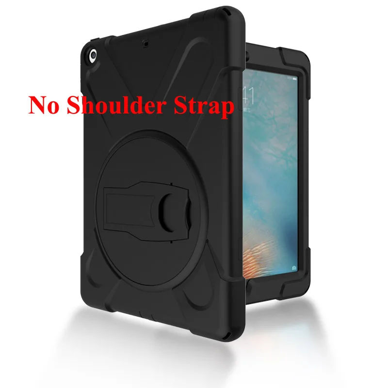 Чехол для нового iPad 9,7 6th iPad 9,7 планшет, безопасный сверхмощный ударопрочный Прочный чехол с 360 Вращающаяся подставка - Цвет: Черный