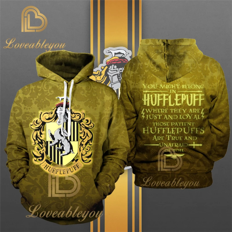 Wizardry Gryffindor Slytherin Ravenclaw косплей костюм для мужчин и женщин толстовки пуловер Trackusits Повседневная куртка на молнии - Цвет: Hufflepuff