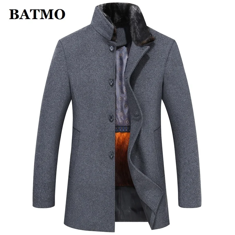 BATMO, Новое поступление, зимнее высококачественное шерстяное пальто с подкладкой из искусственного меха, мужские шерстяные куртки, большие размеры, M-4XL 867