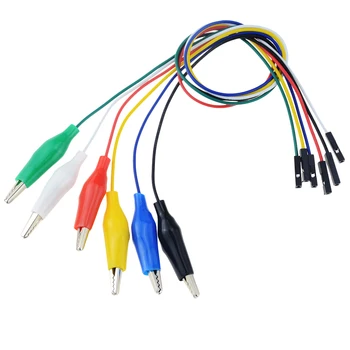 

6PCS 30CM Wire Length Color Alligator Test Clip to Female Wire Jumper Cable Bundle Medium Crocodile Clip Test Line Plastic