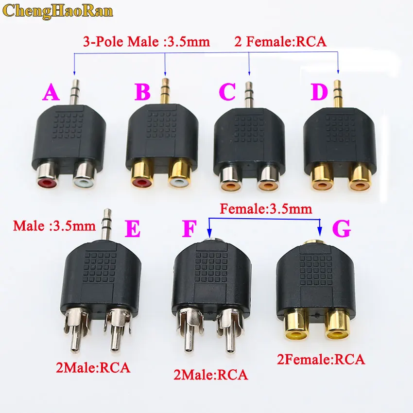 1 Stück 3,5mm Stecker auf 2 RCA Buchsen Männlich zu Weiblich 3,5 auf AV Audio-Anschluss 2-in-1 Stereo-Kopfhörer Dual-Kopfhörer Audio-Adapter – Detail 1