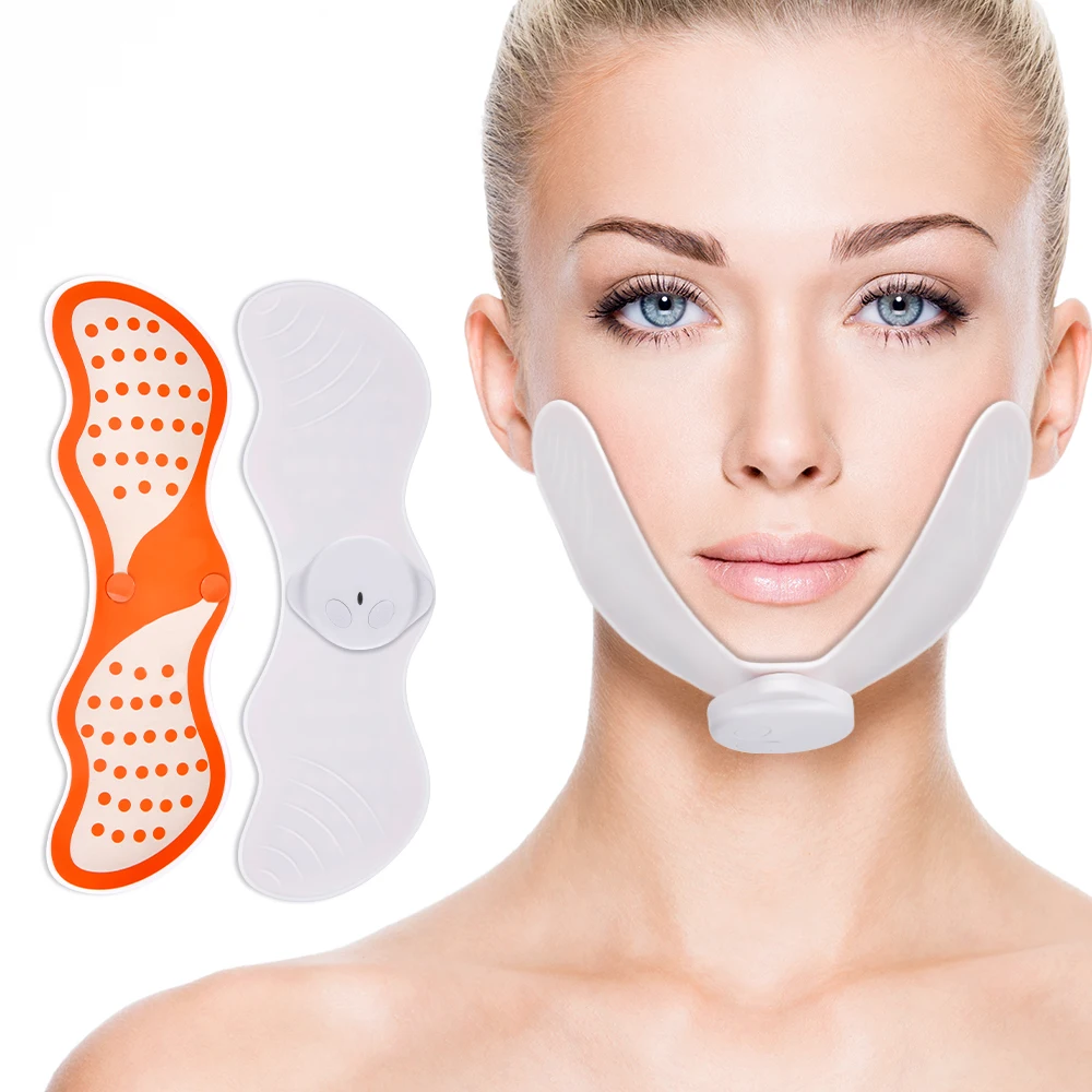 EMS Face Lifting Massager Electronic Pulse Muscle Stimulator V Face Slimming Exerciser With Gel Pads Facial Skin Lift Tools jeeback g20 neck massager electric cervical massager ems pulse technology 3 massaging heads heating health care pain relief tool works with mijia app