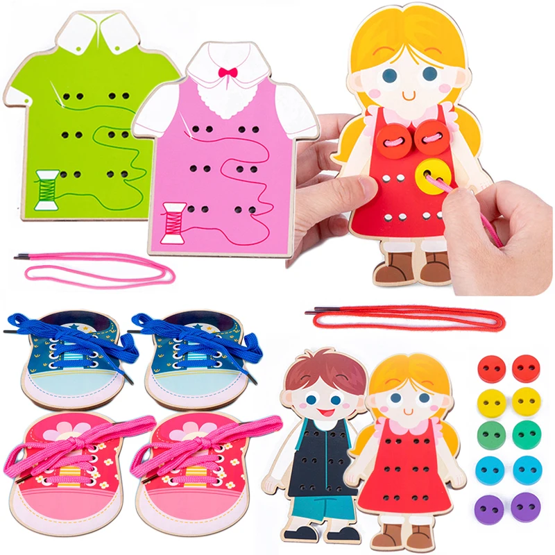 Детская деревянная обувь одежда головоломка игрушки для детей Обучающие