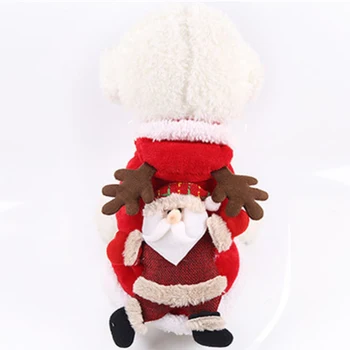 

5 Size Christmas Dog Clothes Cosplay Costume Soft Santa Claus Coat Coral Velvet Comfortable Pet Coat Clothing Down Jacket