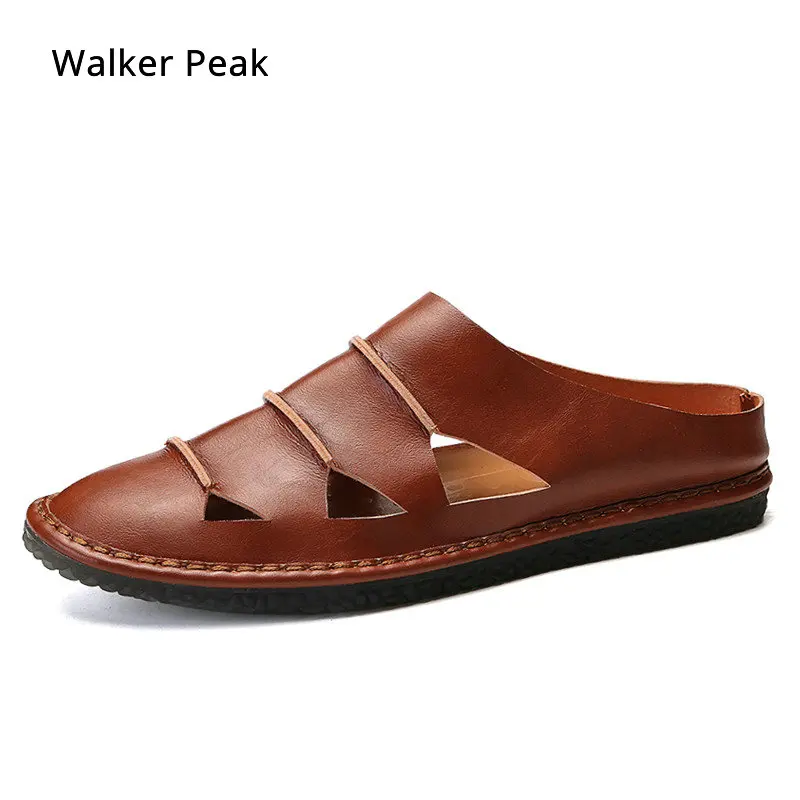 mens leather slip on slippers