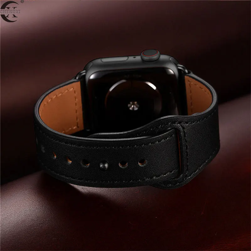 CHENGXI наручных часов Apple Watch, версии для Apple Watch1/2/3/4/5, сменный 38/40/42/44 мм кожаный ремешок аксессуары