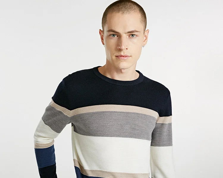 Джек Джонс зимний мужской полосатый шерстяной свитер | 218324516