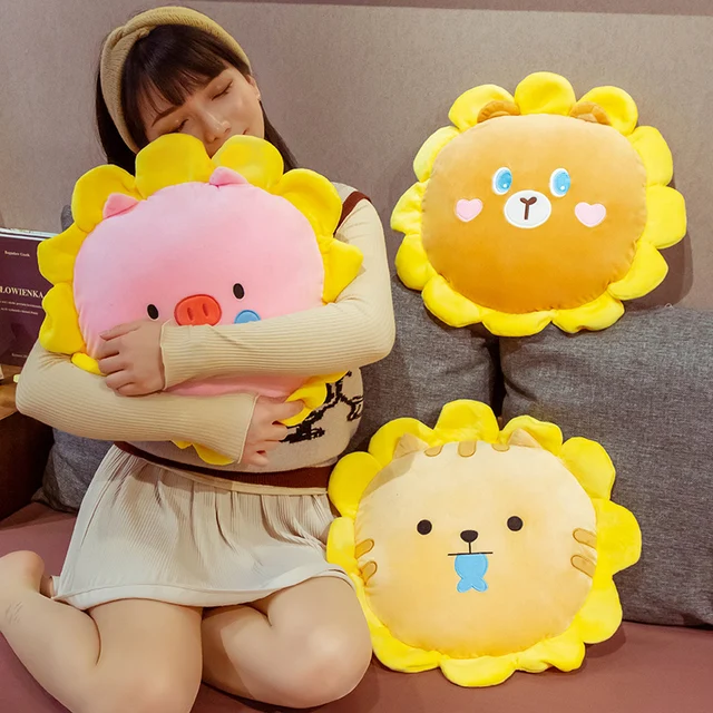 Stuffed Animal Dog Bear Pig Cat Sunflower Pillow with Blanket Inside Plush  Toy Lovely Kid Gift - AliExpress